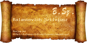 Balassovich Szilviusz névjegykártya